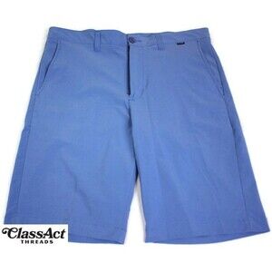 Travis Matthew Golf Nylon Blend Chino Golf Shorts Blue Flat Front 34" Waist